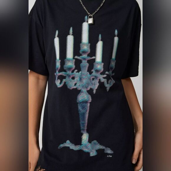 Nwt Candelabra black T-Shirt  size xs-s - Picture 2 of 12